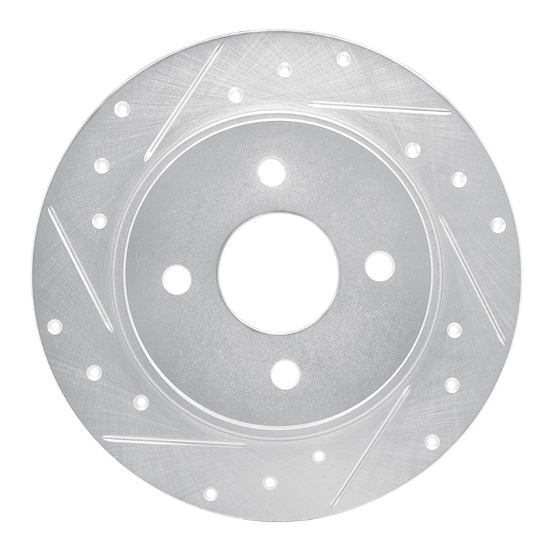 Ford Ecosport Brake Rotor (1) - Rear Left - R1 Concepts - Drilled & Slotted - Silver - `18-`22